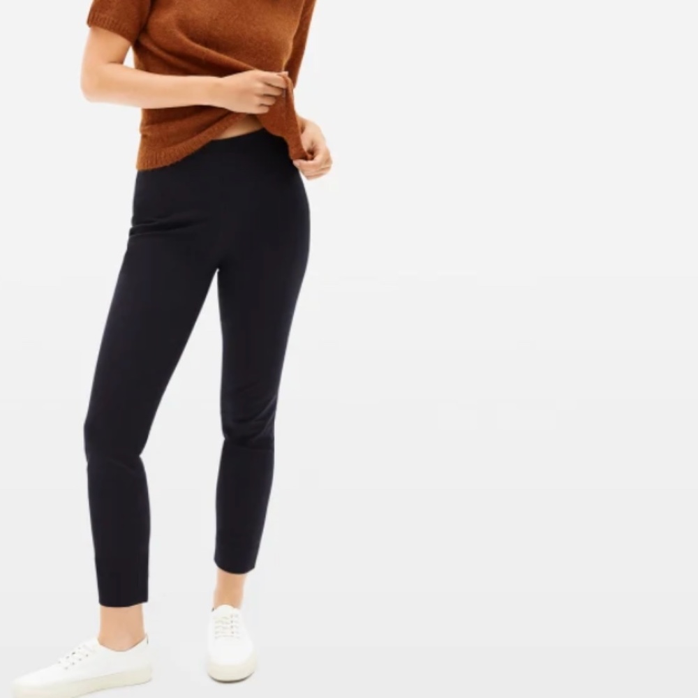 Everlane Side Zip Stretch Cotton Black Slim Pants
